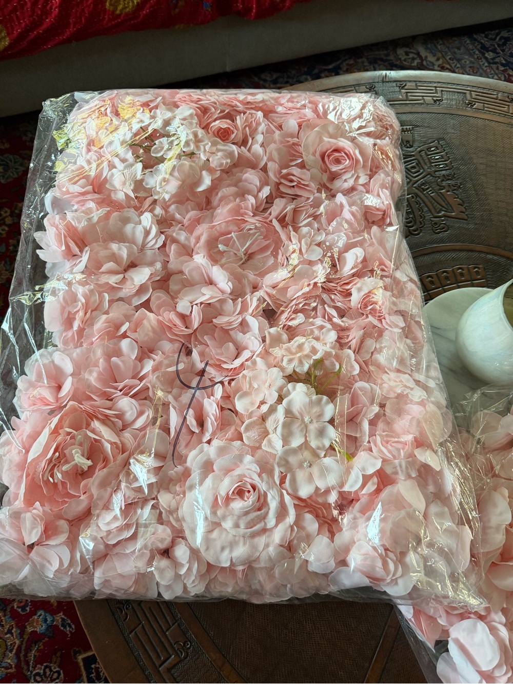 2 Blush Pink 3D Floral Backdrop Panel - Rose Petal Design